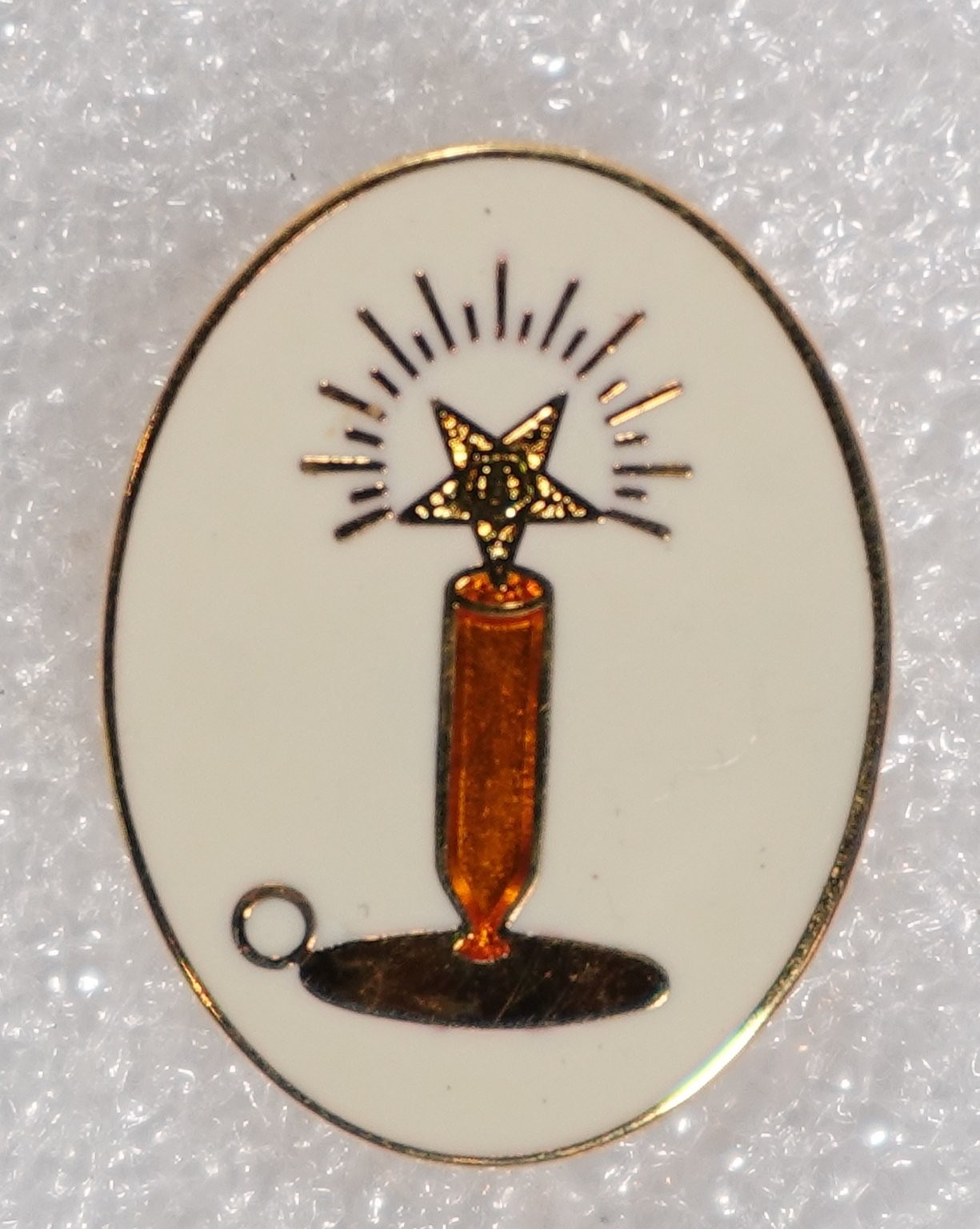 Shriners Masonic Oval Candle Pinback Button Vintage Enamel