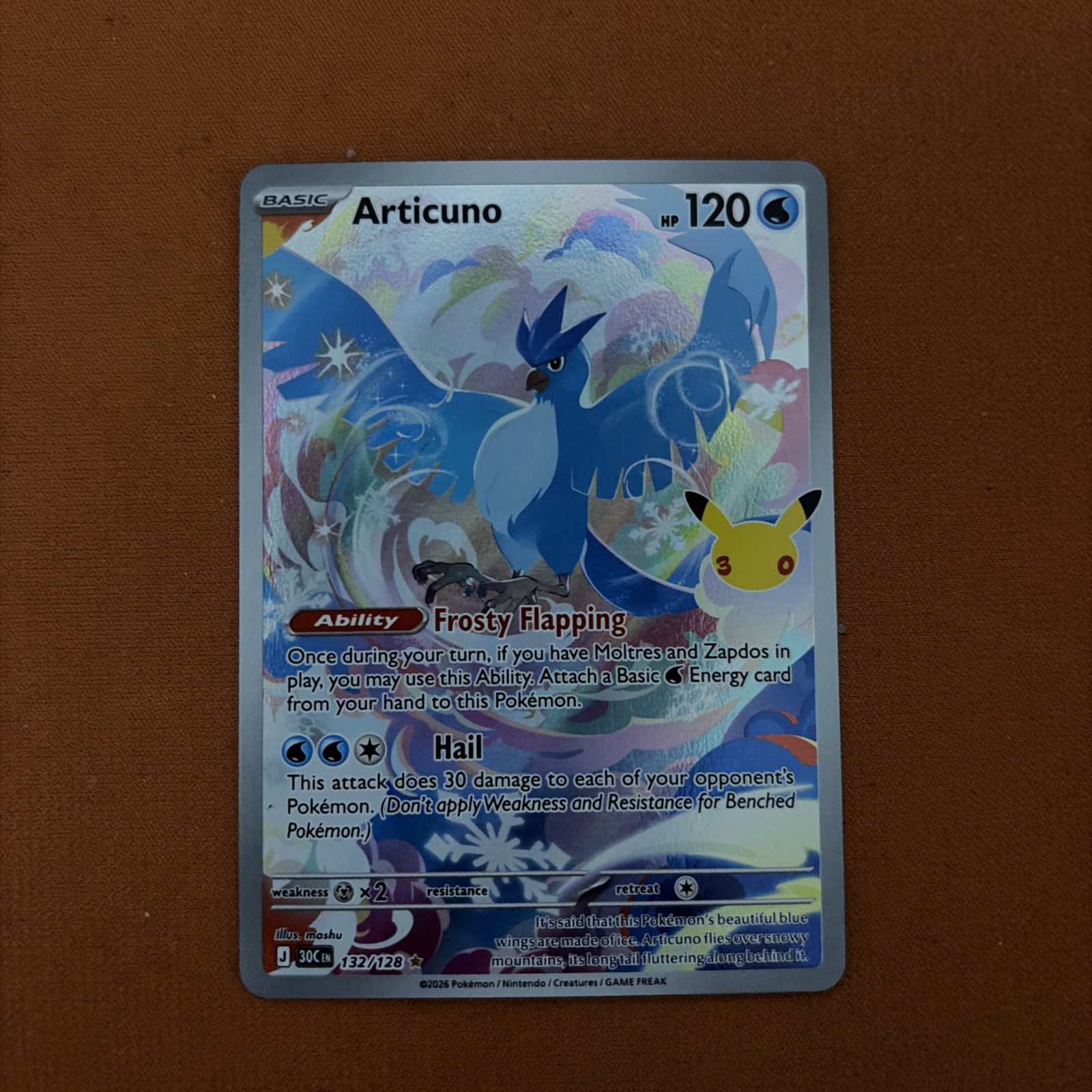 Articuno 132/128 Illustration Rare - Pokemon 30th Anniversary