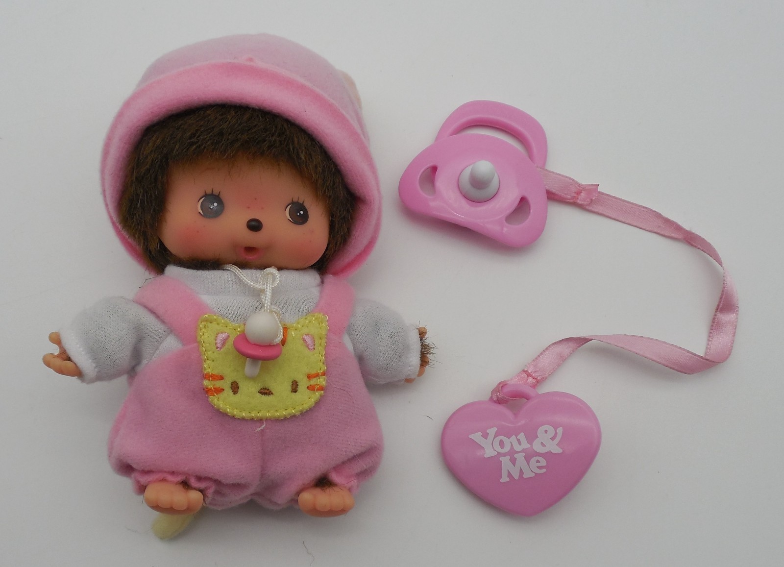 Sekiguchi Bebichhichi 5 Inch Baby Girl Pink Kitty Romper with You & Me Pacifier