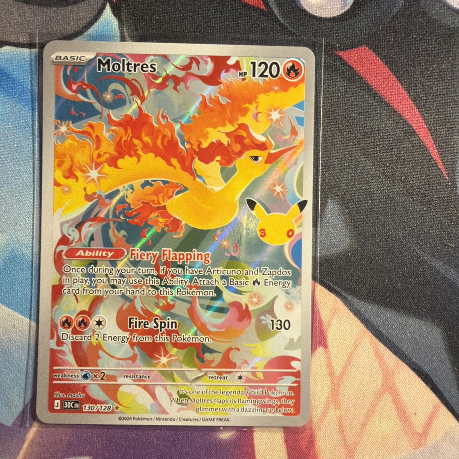 Pokemon TCG: 30th Celebration - Moltres 130/128 - Illustration Rare Pokemon TCG: 30th Celebration - Moltres 130/128 - Illustration Rare