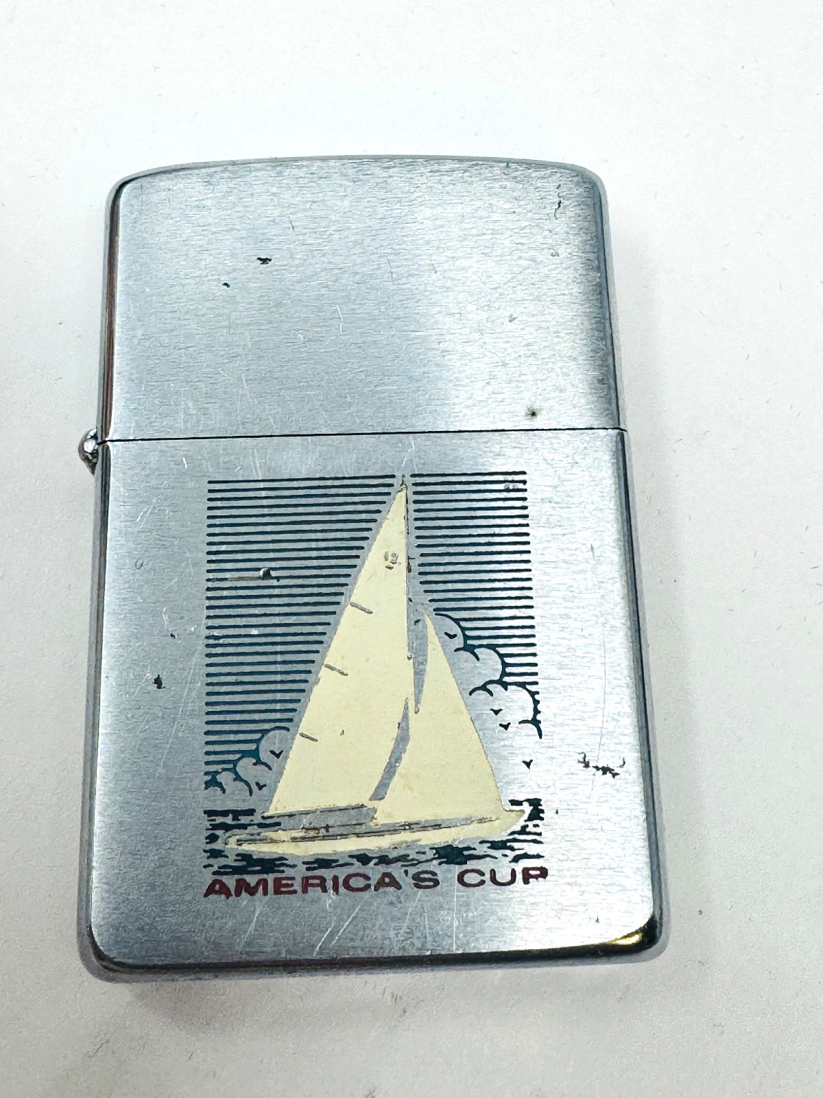 Vintage 1961 1962  Americas Cup Yacht Boat Racing Zippo Lighter Enamel