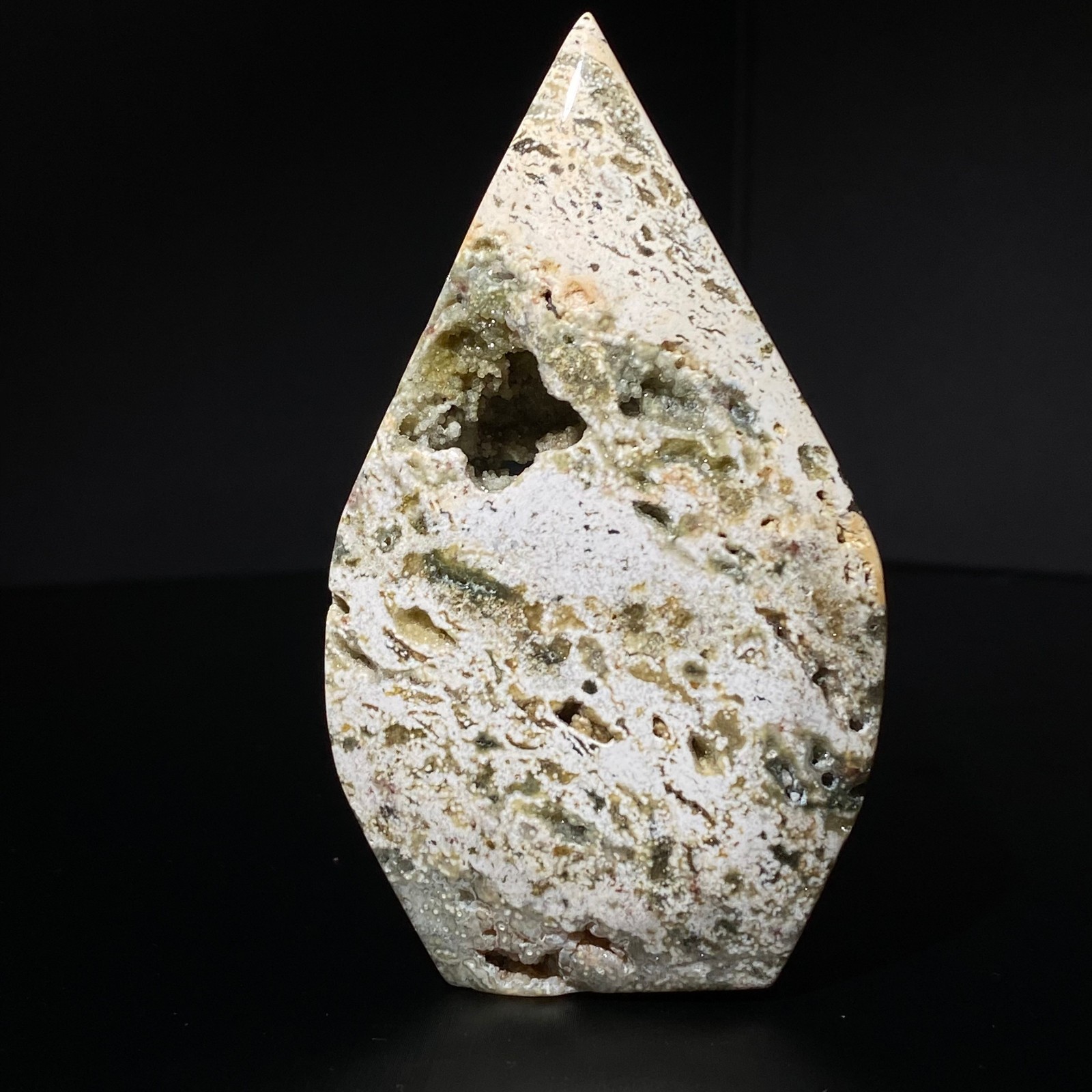 146G Rare  Ocean Jasper Tear Drop Tower Crystal Quartz Stone Point Healing
