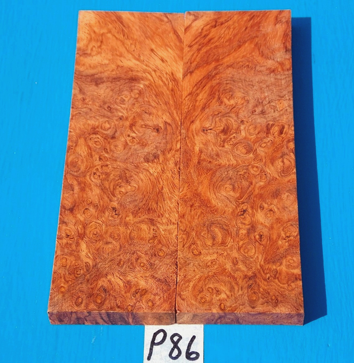 1 PAIR AMBOYNA BURL KNIFE SCALES~EXOTIC WOOD~LUMBER