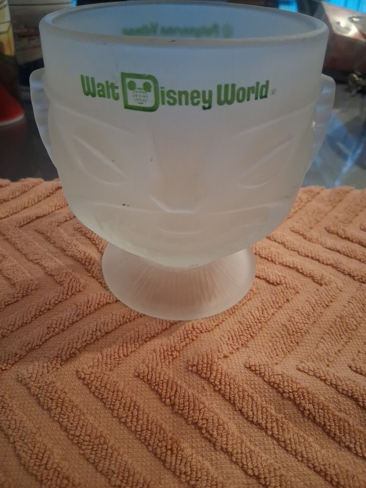 Vintage Walt Disney World Polynesian Village Frosted Glass Tiki MugCup Pre-owned