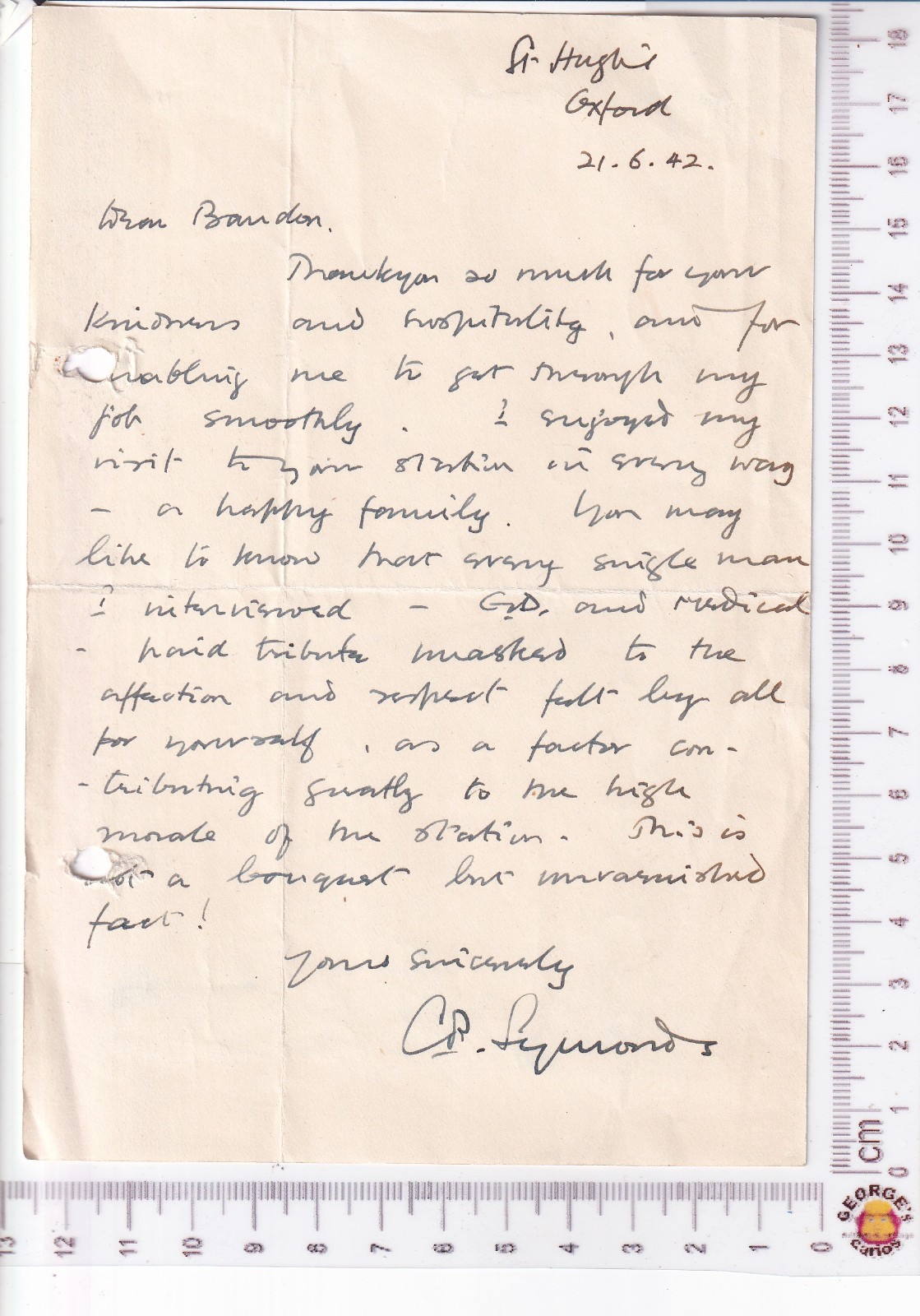 1942 RAF Autograph ALS Charles Symonds - 5th Earl Bandon Raynham Station Report