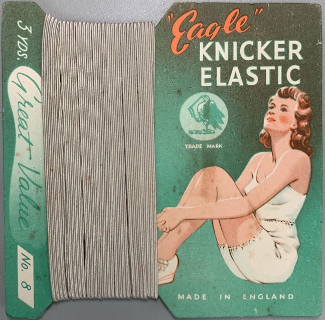 1940s Carded Eagle Elastic Knicker Strap Superb Period Image of a Lady \