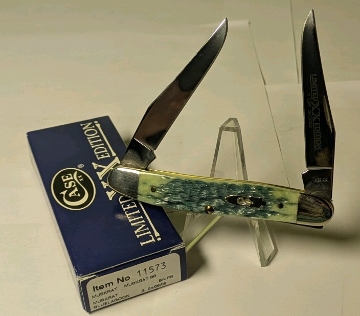 Case XX 2009 Limited Edition XXIV Blue Lagoon Bone Muskrat Knife #11573 Case XX 2009 Limited Edition XXIV Blue Lagoon Bone Muskrat Knife #11573