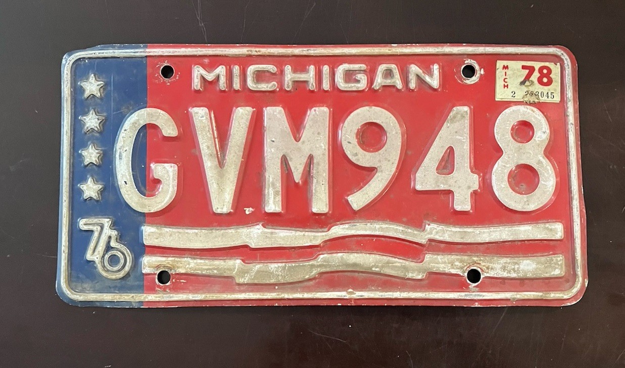 1978 Michigan License Plate Bicentennial # GVM948 See Photos
