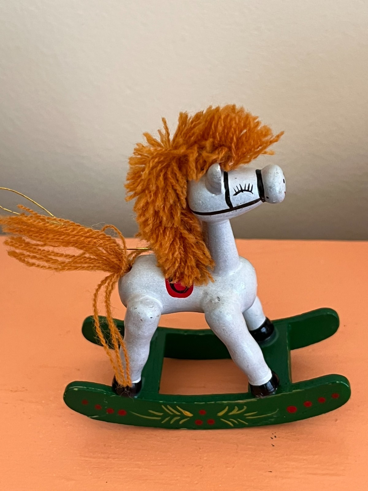 You Choose Vintage Enesco /Taiwan Wooden Rocking Horse Christmas Ornament 3.25