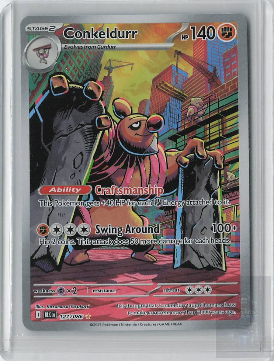 CONKELDURR 127/086 Black Bolt Illustration Rare POKEMON HOLO NEAR MINT
