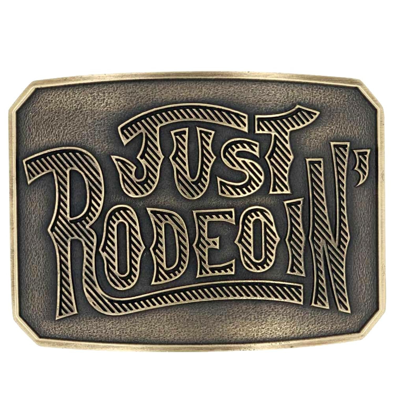 Montana Silversmiths Dale Brisby Just Rodeoin\' Brass Belt Buckle A925CDB