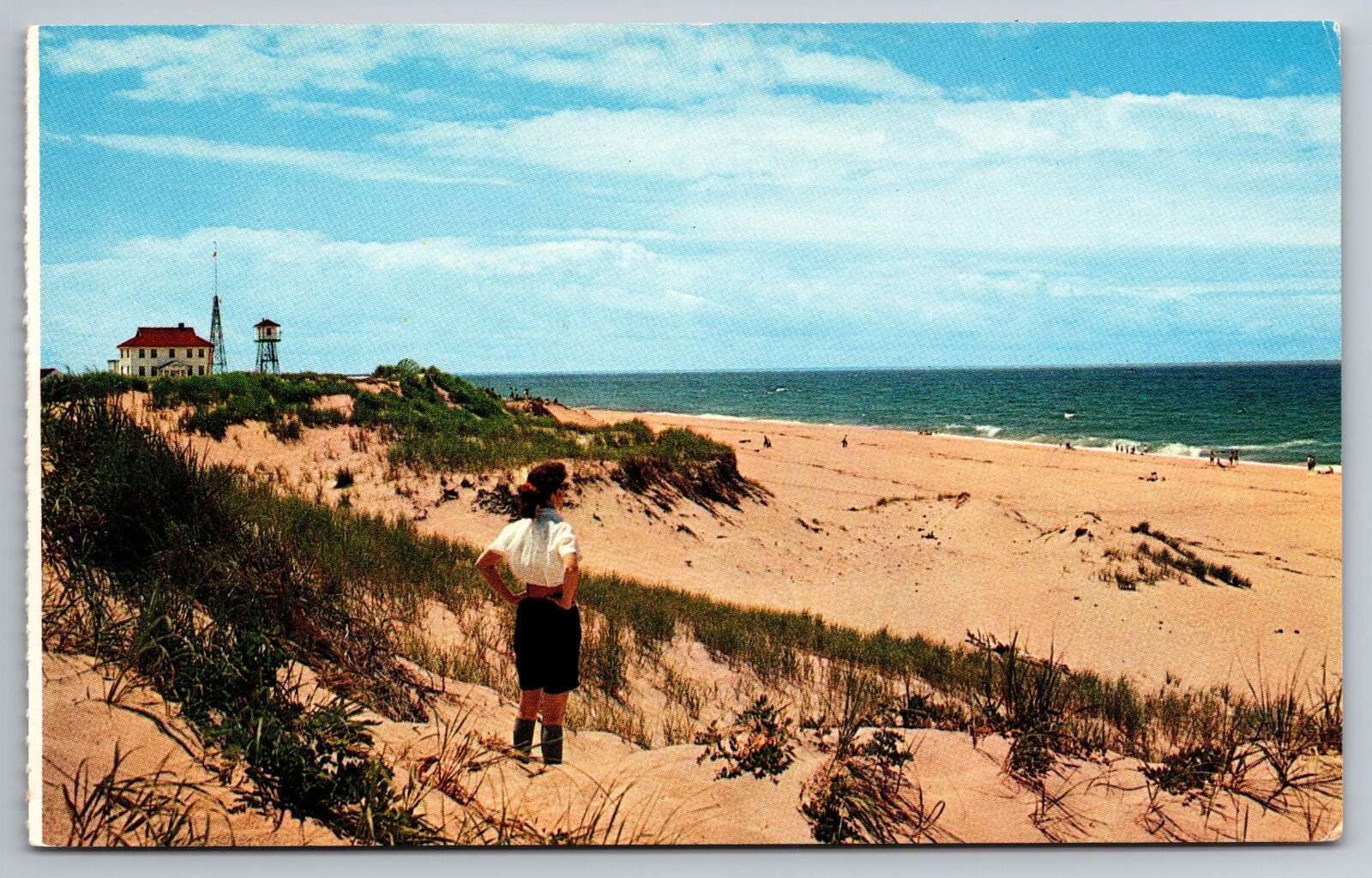 Race Point Light Provincetown Massachusetts Cape Cod Sand Dunes Vintage Postcard