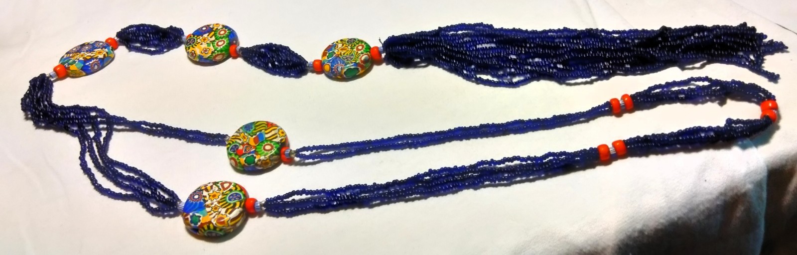Antique Venetian Liberty Style Millefiori Glass Beads Beaded Necklace