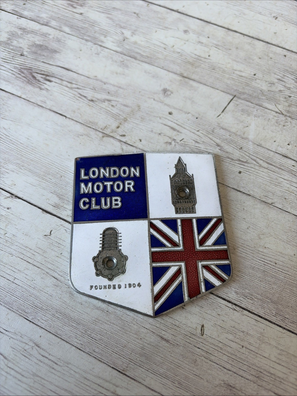 vintage enamel car badge London Motor Club 
