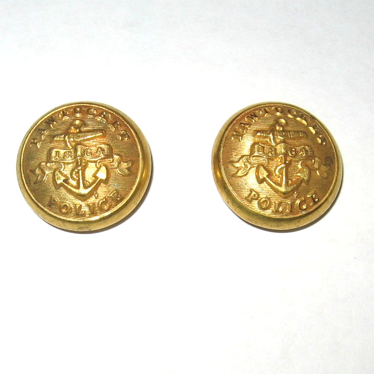2 Pawtucket Police Uniform Buttons Scovill Mfg Co Gilt Anchor 1864 Rhode Island