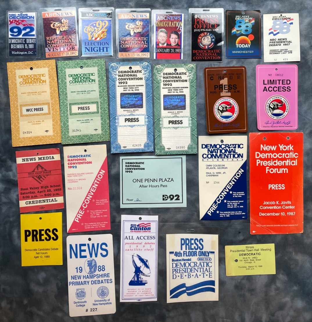 Vintage 80's 90's DNC Democratic Convention Press Pass Lot News President Debate
