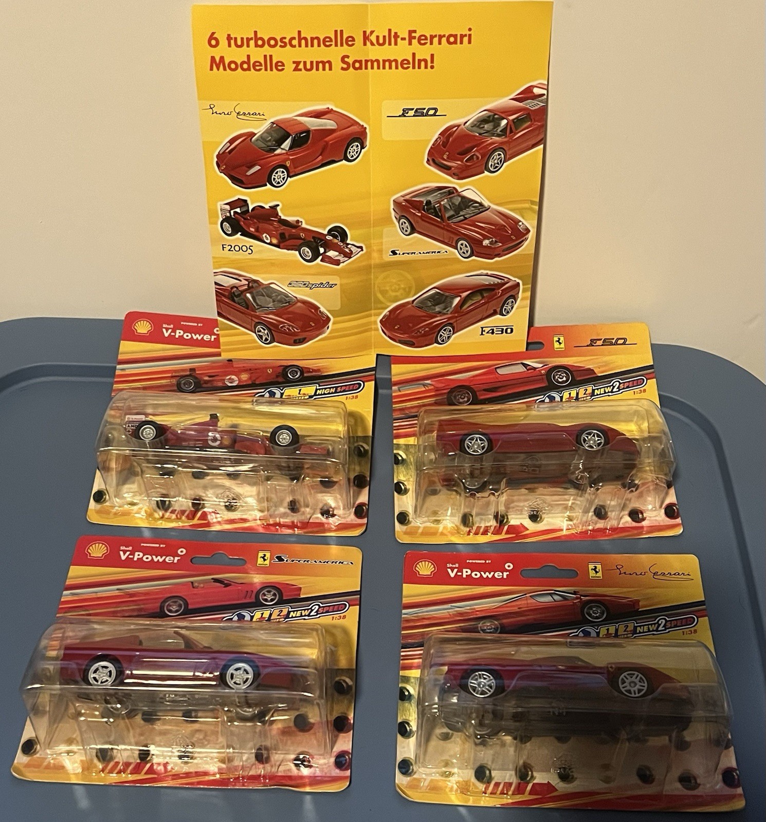 Ferrari Minicar 1/38 Set Of 4 Supercar Collection F1 Toy Original with brochure Ferrari Minicar 1/38 Set Of 4 Supercar Collection F1 Toy Original with brochure