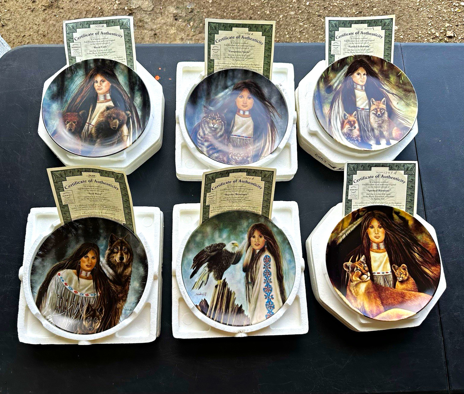 Bradford Exchange Mystic Guardians Native American Porcelain Plates Lot of 6 COA
