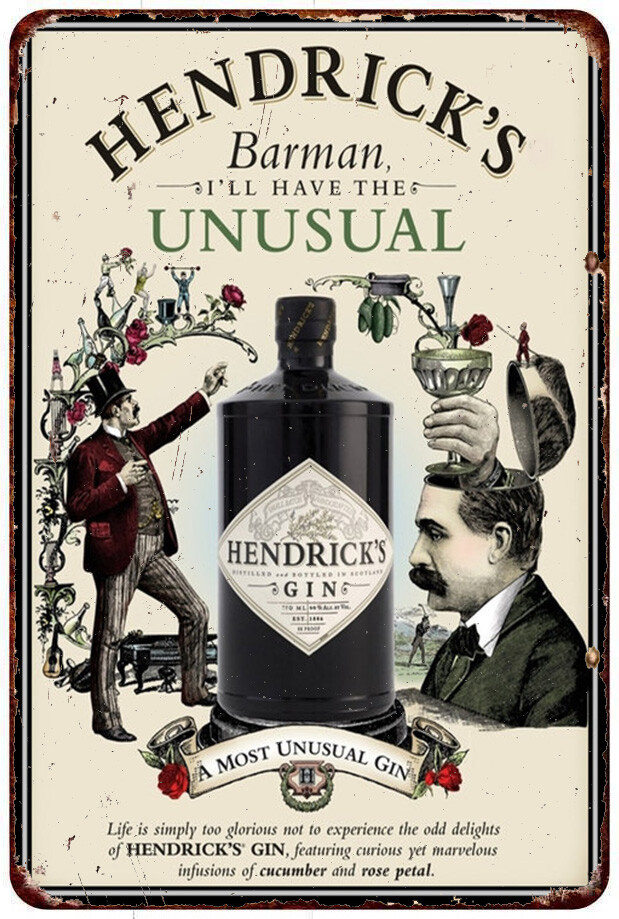 Hendricks Gin Vintage Look Reproduction metal sign TIN wall art