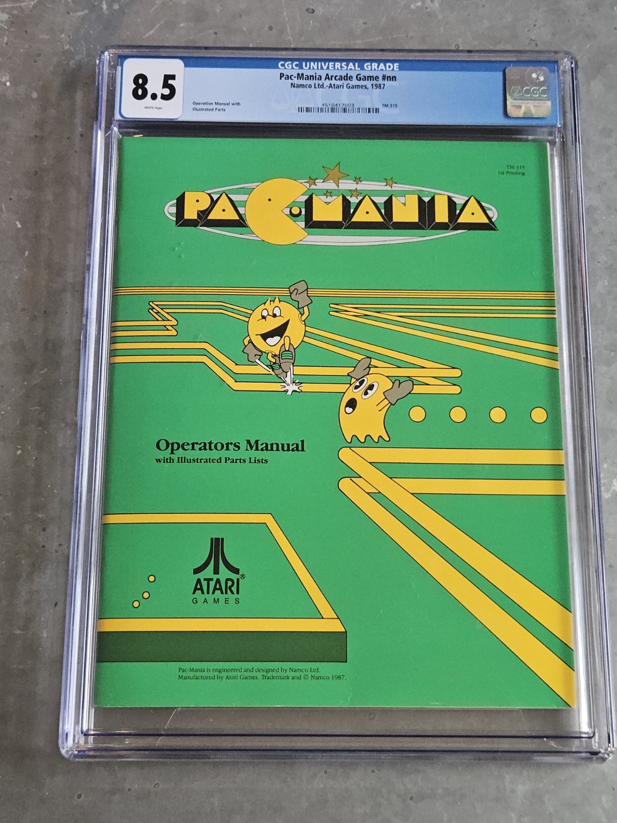 Atari PAC-MANIA ORIGINAL 1987 Arcade Game Manual - FIRST PRINTING CGC 8. 5 🟡👻
