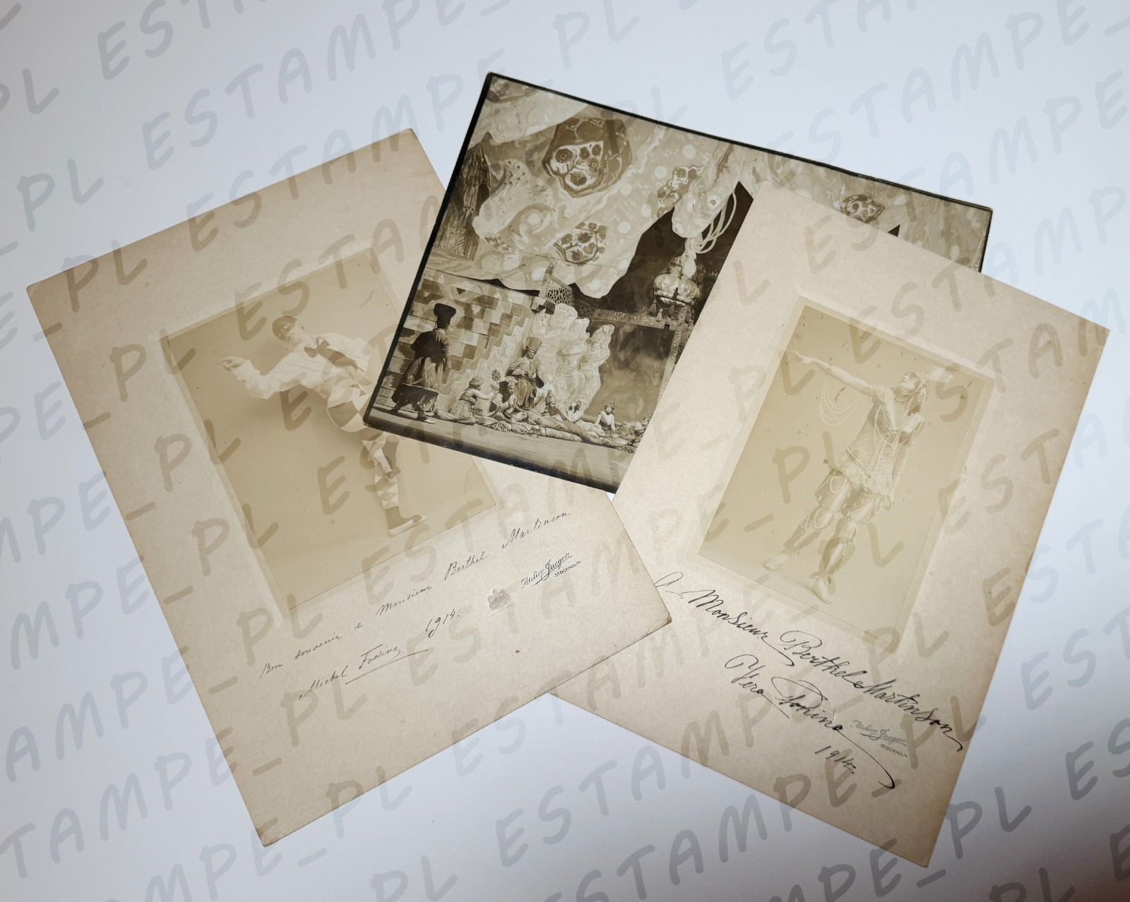 VERY RARE SET OF 3 SIGNED PHOTOS MIKHAIL & VERA FOKINE RUSSIAN BALLET (10162)