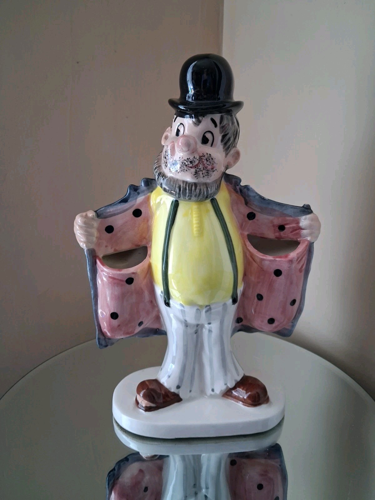Vintage Hobo Man Ceramic Planter Vase Barware Hand Painted 1950's MCM Rare