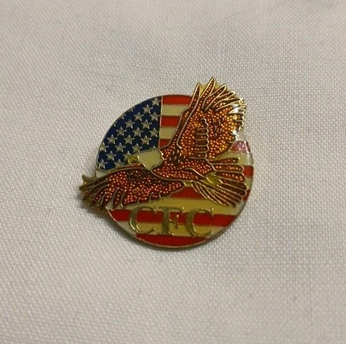 CFC American Eagle Round Flag Patriotic Pin Souvenir Excellent Condition