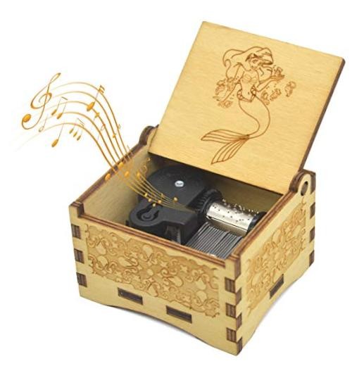 Mermaid Music Box Mechanism, Cute Collection, Antique Carved Musicial Wind-up