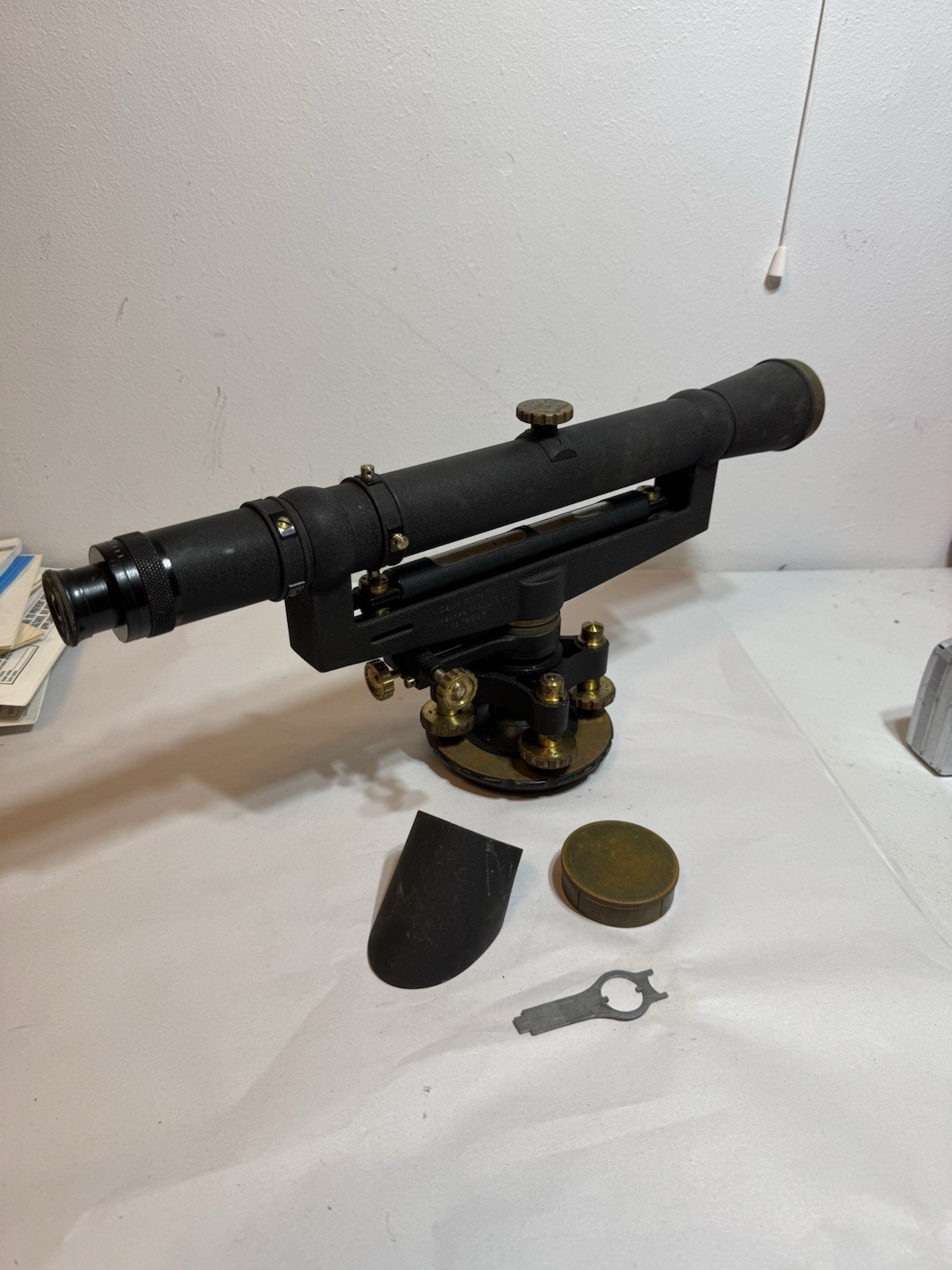 David White Antique Brass Transit Level Surveyors Tool Early 20th Century