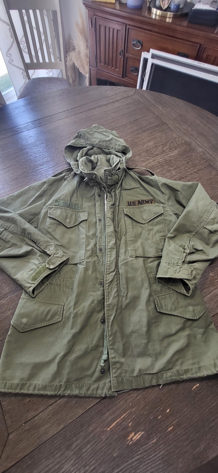 VTG US Army M65 Field Jacket OG-107 Olive Green Vietnam Era 1966 Small Long