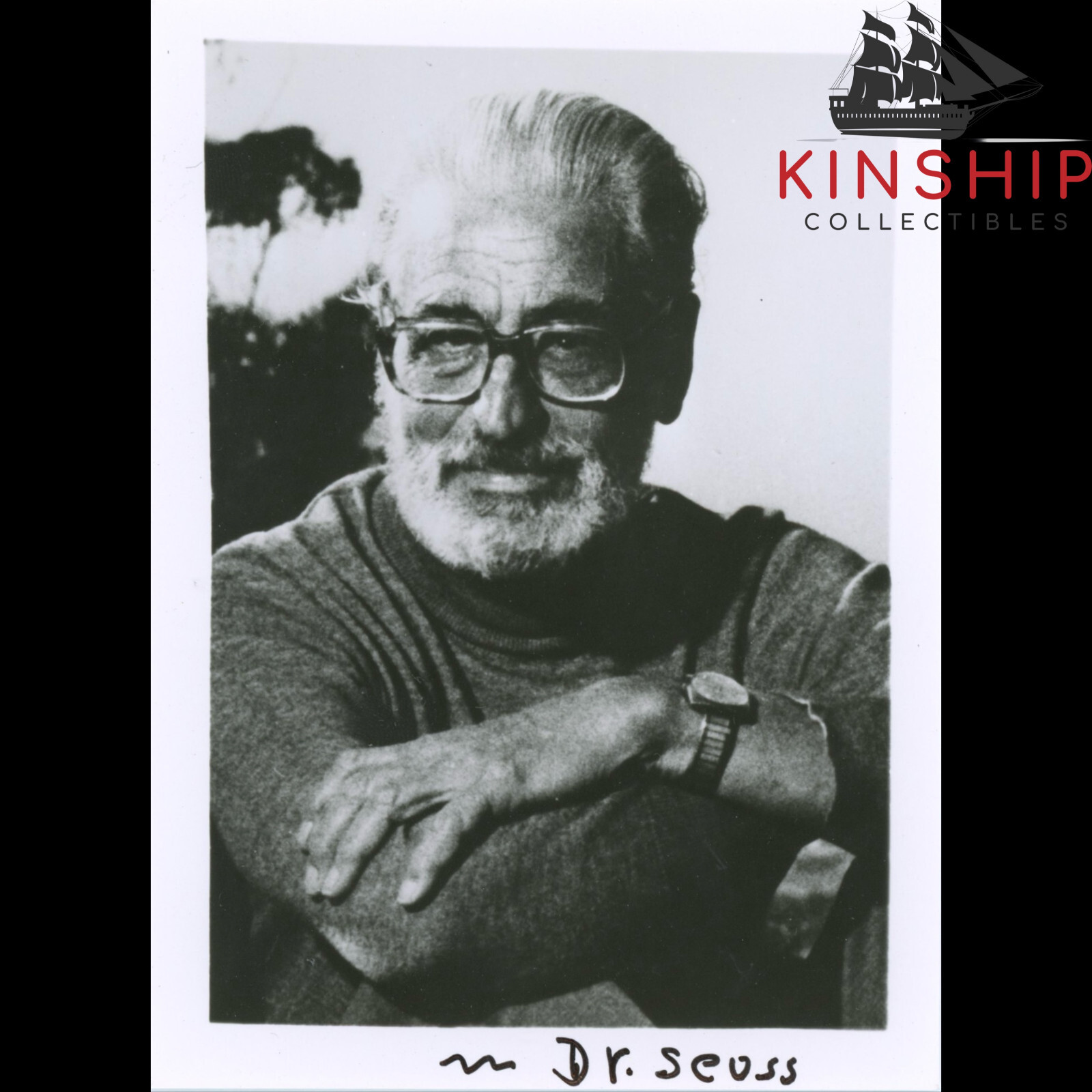 Dr Seuss signed Small Black & White Photo JSA LOA Auto Grade 9 Grinch B1857