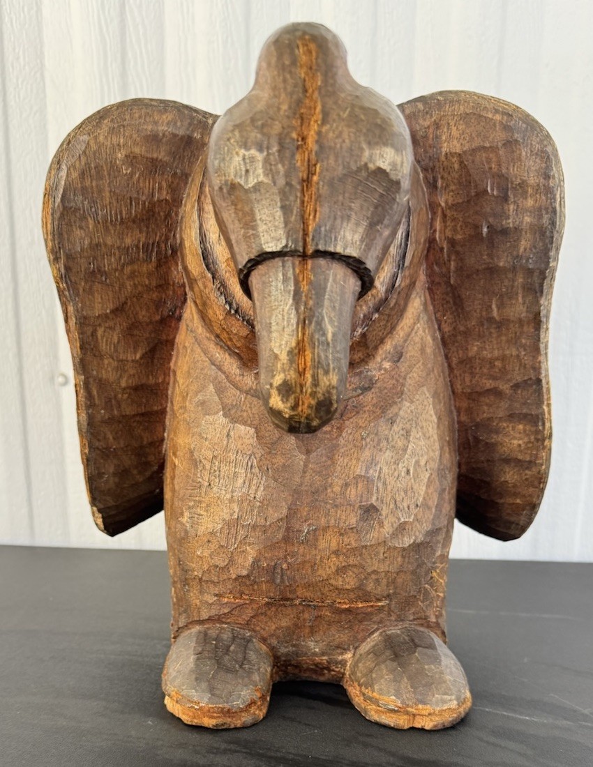 Unusual vintage hand-carved wooden vulture/bird folk art sculpture