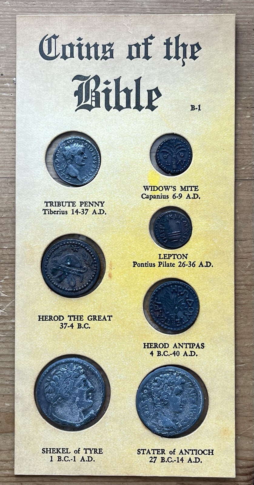 Vintage Dory Coins of the Bible B-1 7 Coin Replica Set w/ Original Literature