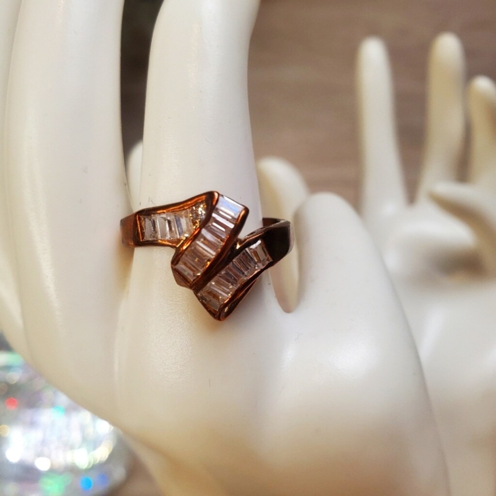 Vintage Mary Kay Bronze Cocktail Statement Ring Baguette Design Women\'s Size 8