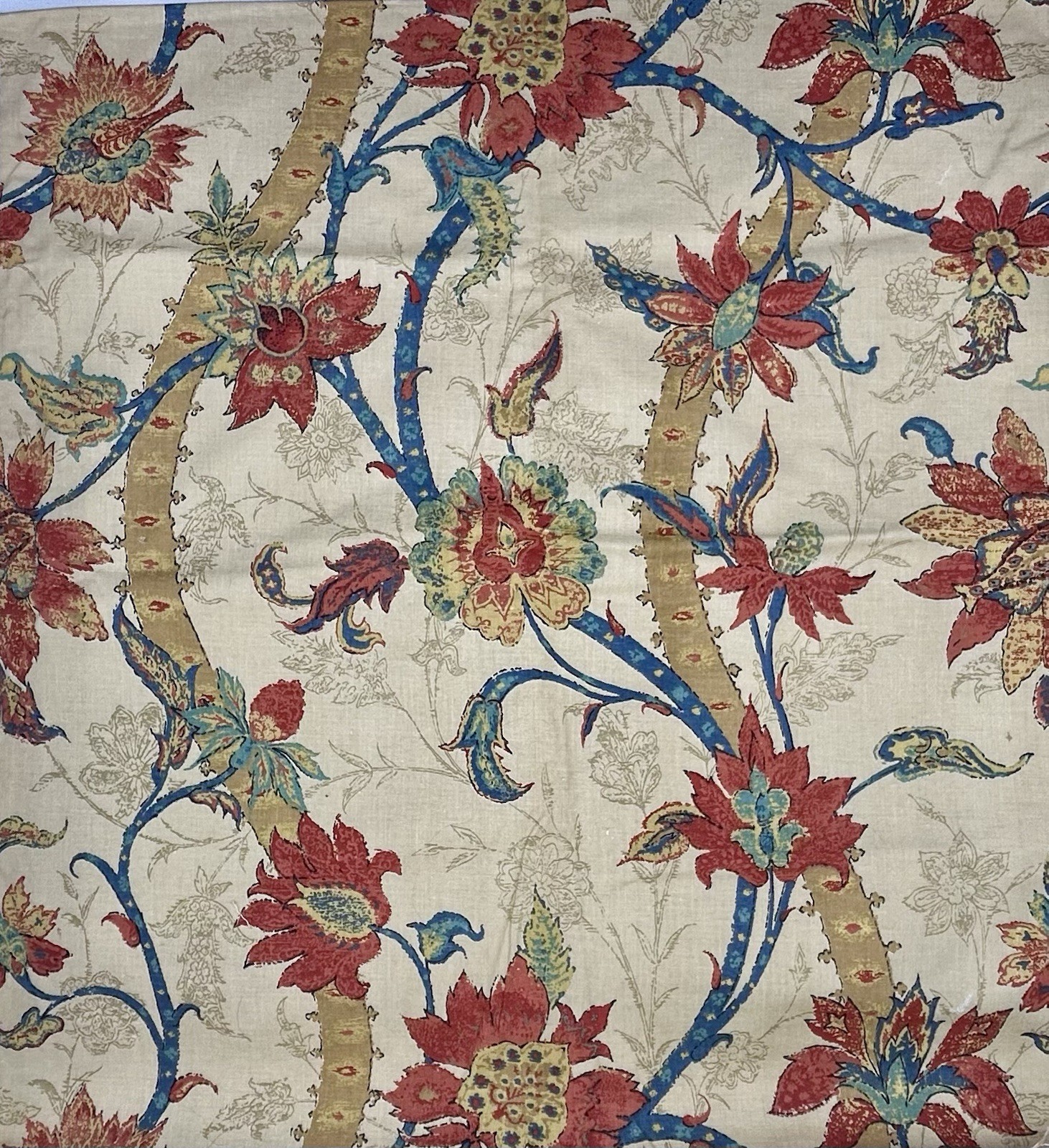 Vintage Bloomcraft Floral Cotton Fabric Screen Print Mid Century 54x60
