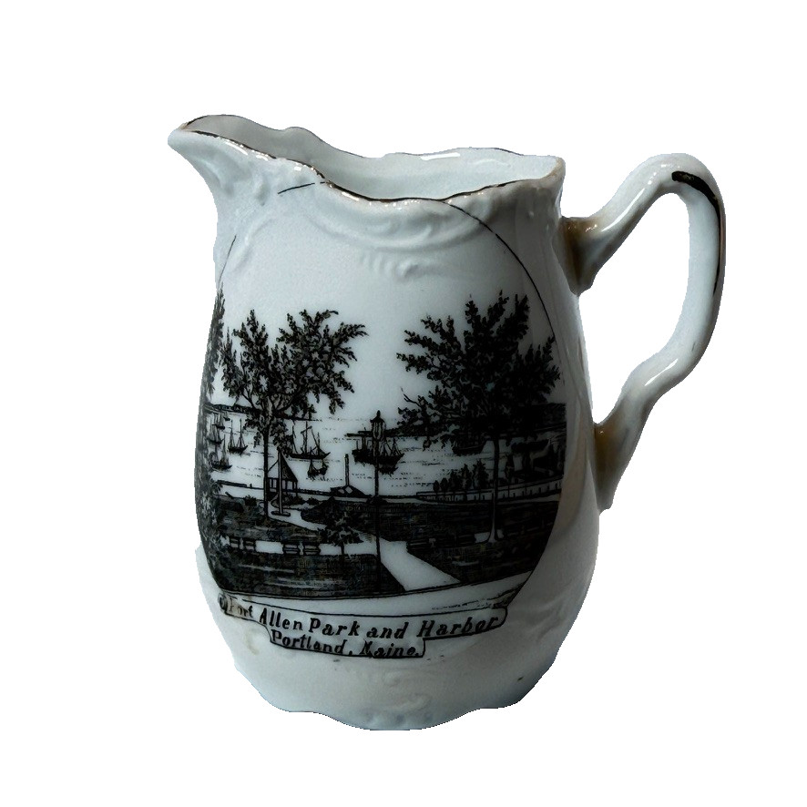 PORTLAND - ALLEN PARK - MAINE ME Antique Souvenir China TRINKET CREAMER PORTLAND - ALLEN PARK - MAINE ME Antique Souvenir China TRINKET CREAMER
