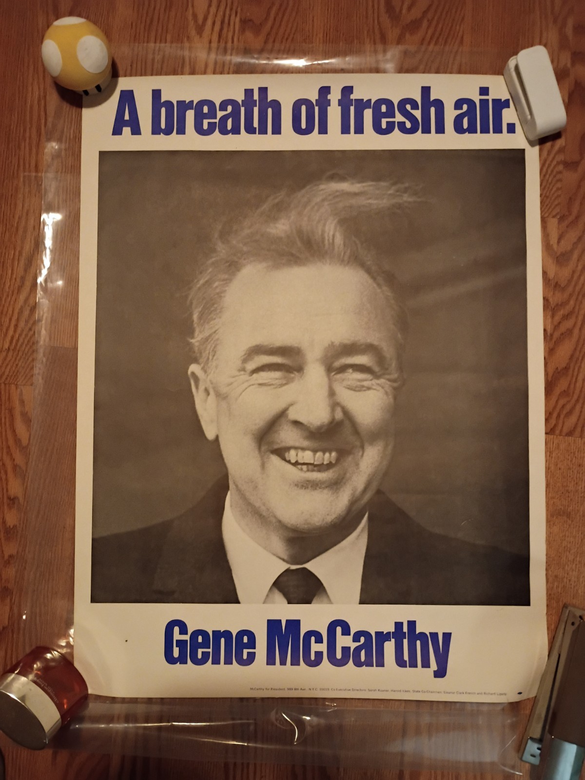 Gene McCarthy A Breath Of Fresh Air 1968 Presidential Campaign Poster In All...