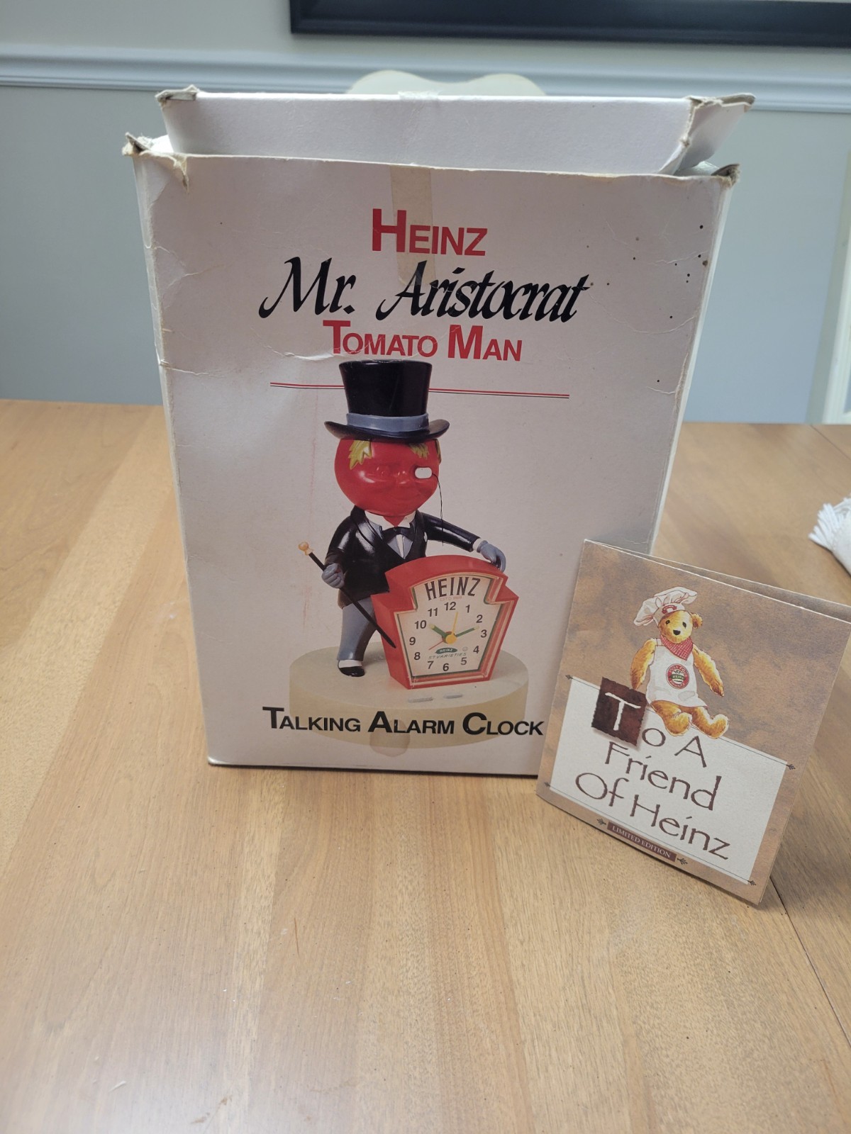 Vtg HEINZ Mr. Aristocrat Tomato Man talking alarm clock tested working 1980s 