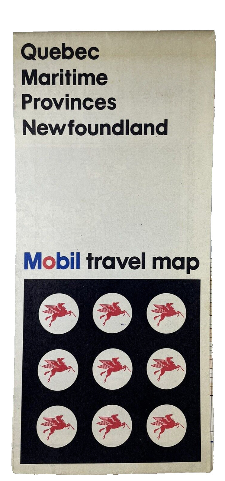 Mobil Oil Travel Map 1969 Quebec Maritime Newfoundland Rand McNally Pegasus Vtg