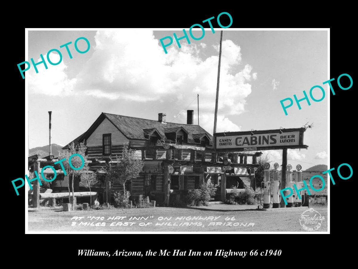 OLD POSTCARD SIZE PHOTO OF WILLIAMS ARIZONA VIEW OF THE McHAT INN c1940