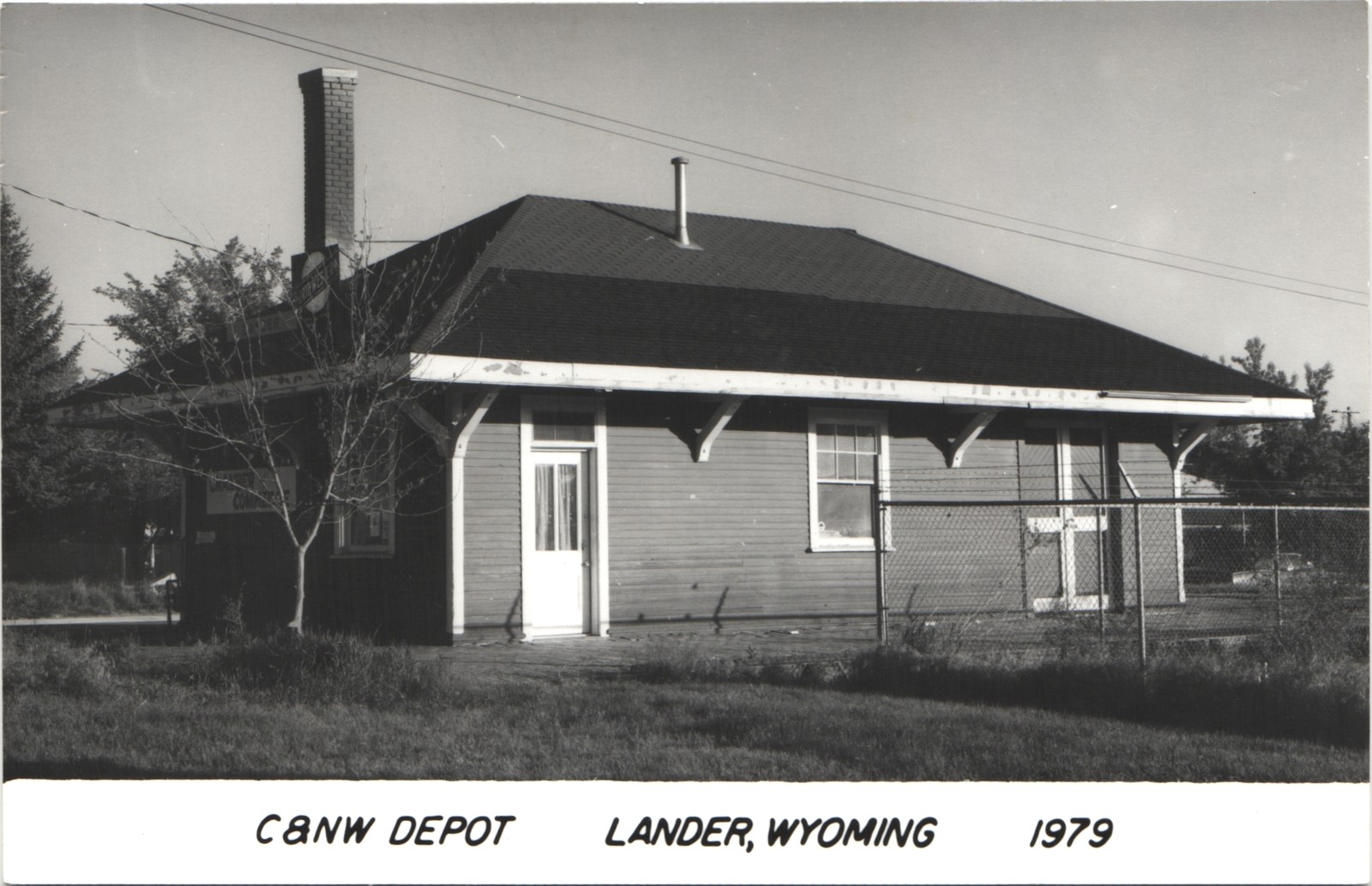 C&NW TRAIN DEPOT lander wy \'79 postcard wyoming real photo rppc railroad station