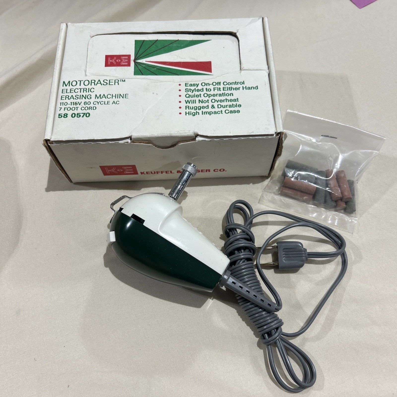 Vintage Kueffel & Esser Motoraser Electric Eraser K&E Erasing Machine Drafting