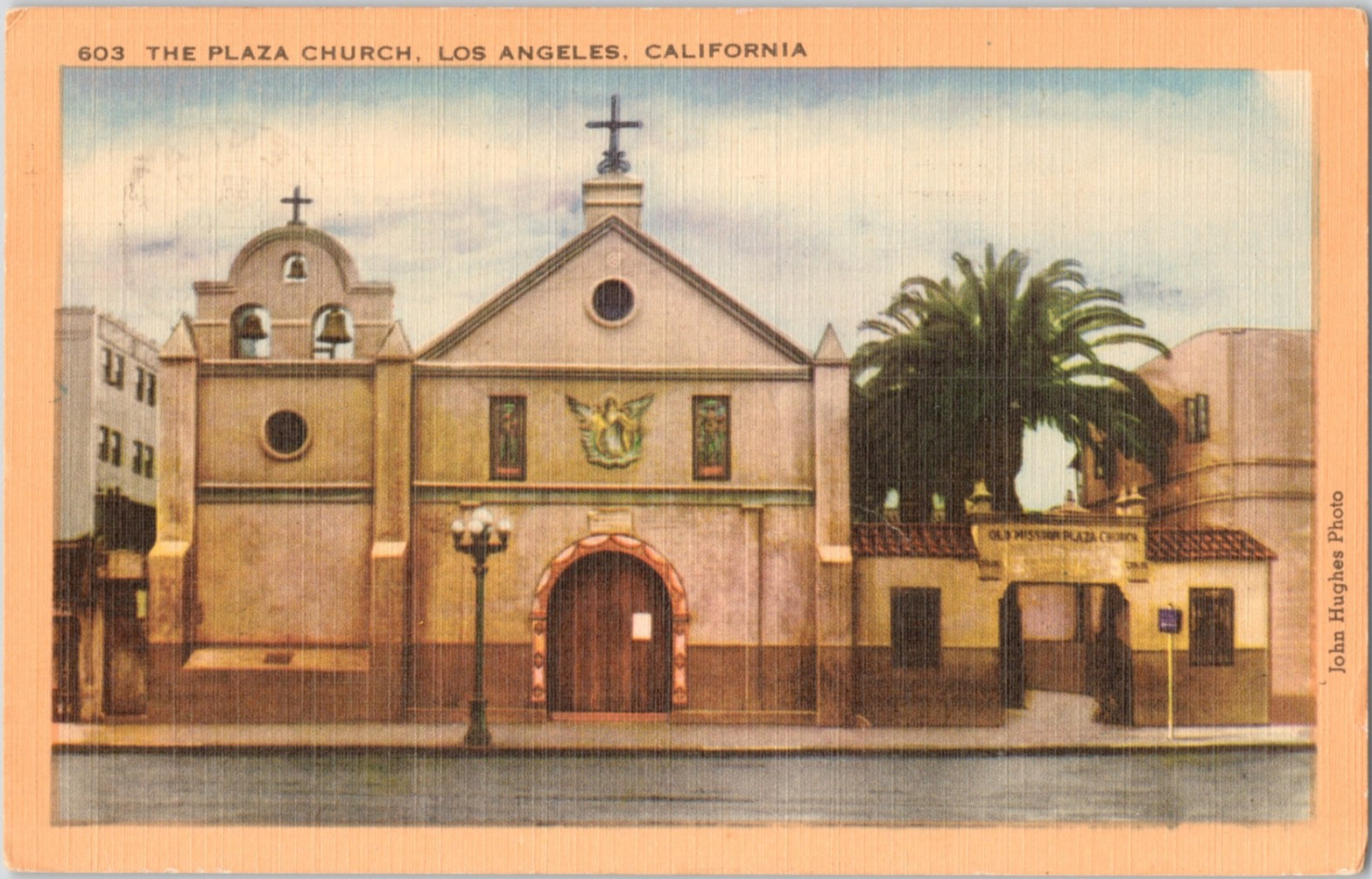 Los Angeles California Plaza Church Linen Vintage Postcard Posted 1951
