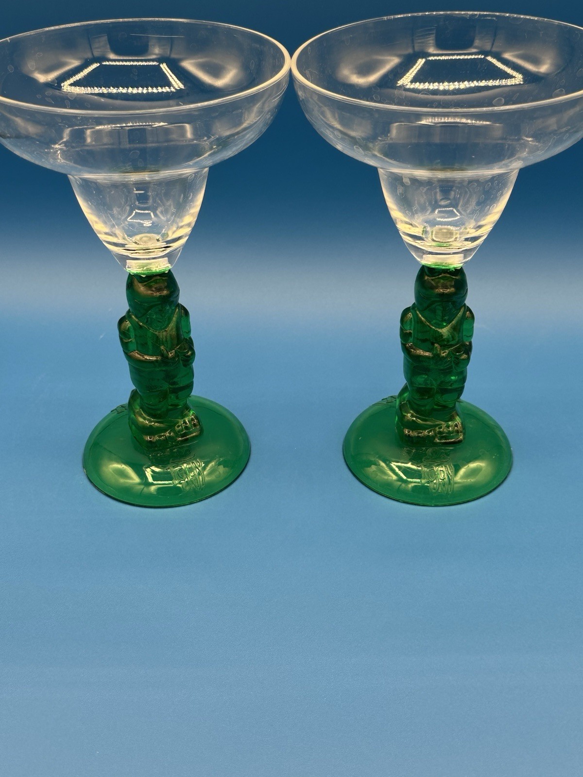 Set of 2 Vintage Midori Green Soldier Margarita Glasses – Plastic 🍹
