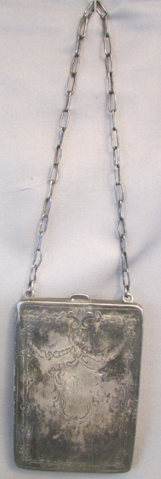 ANTIQUE 9.25 Sterling Silver Multi Coin Holder Cigarette Compact Dace Purse 86.3