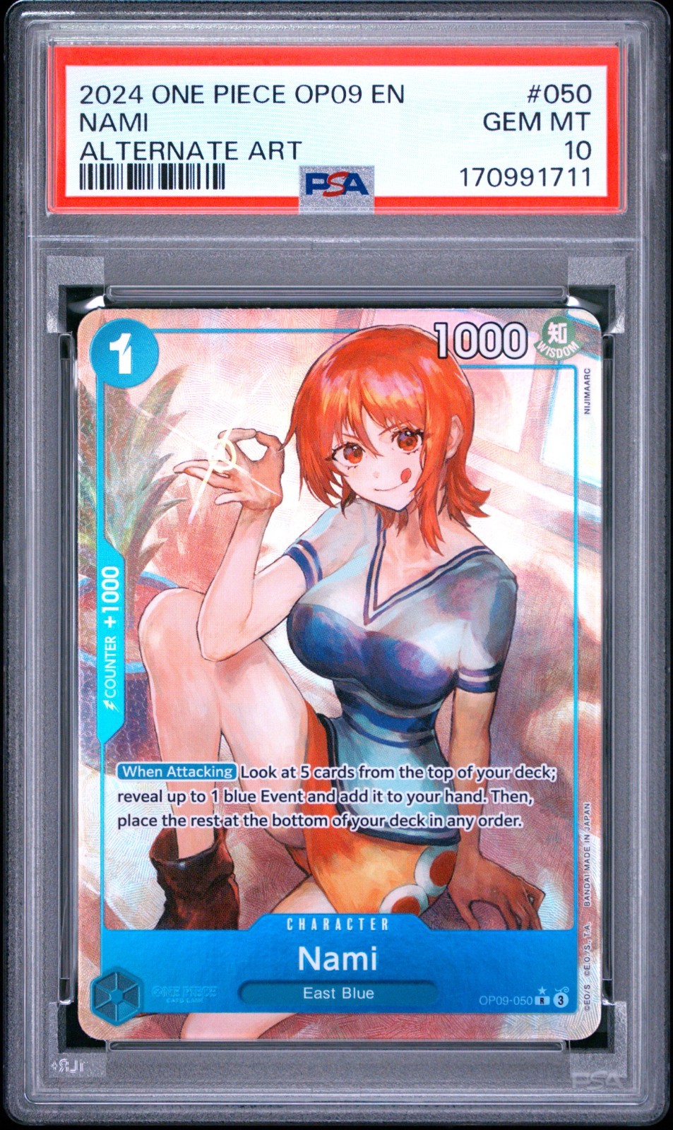 2024 ONE PIECE OP09-EMPERORS IN THE NEW WORLD ALTERNATE ART #050 NAMI PSA 10