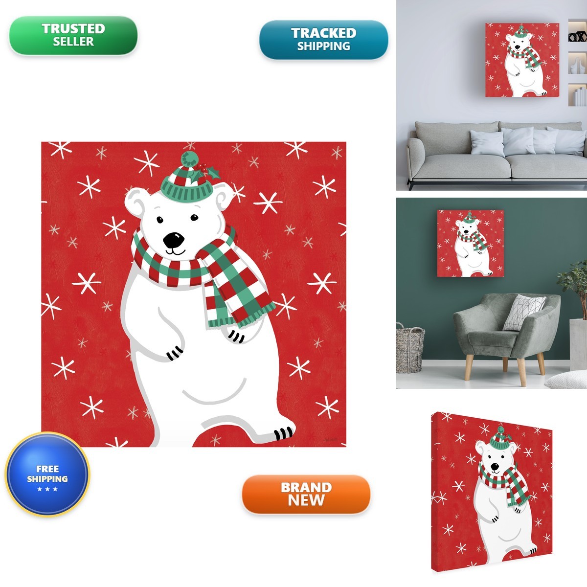 Trademark Fine Art Canvas Wall Art Anne Tavoletti Festive Christmas III