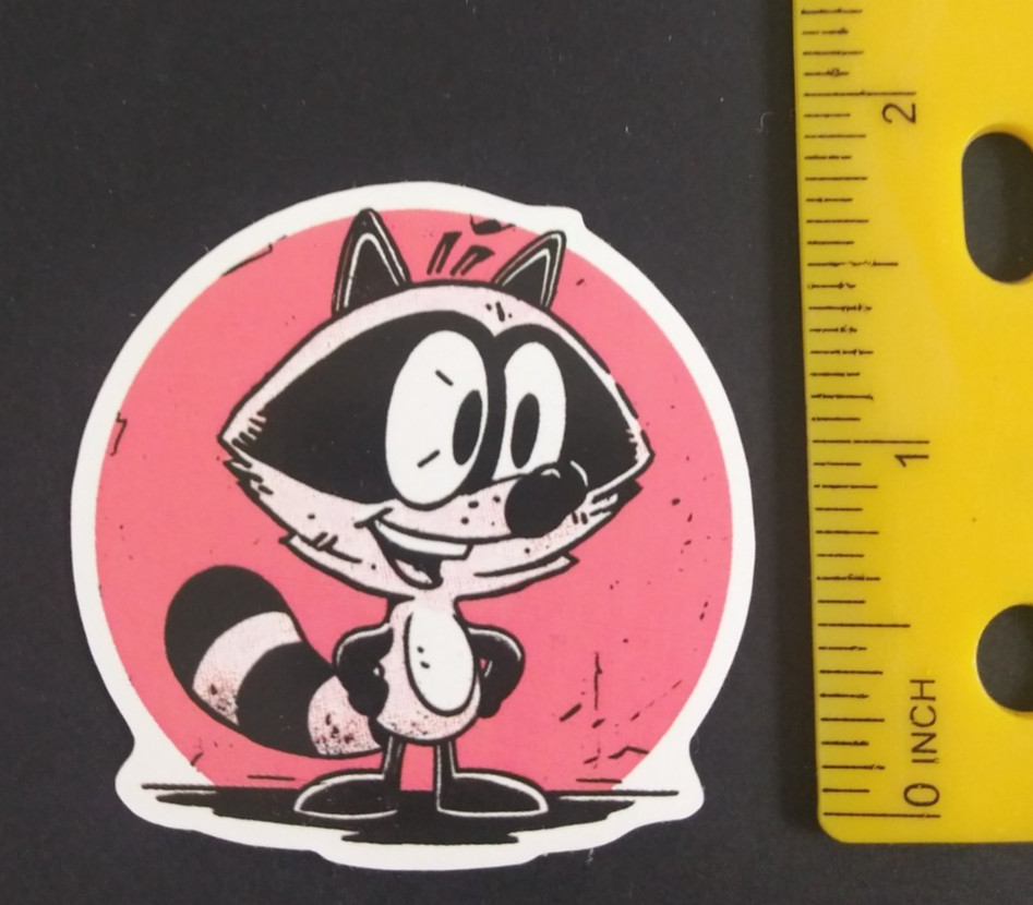 Happy Smiling Raccoon Animated Cartoon Sticker (X)