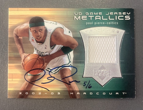 PAUL PIERCE 2002-03 UPPER DECK HARDCOURT AUTO BUYBACK 5/6