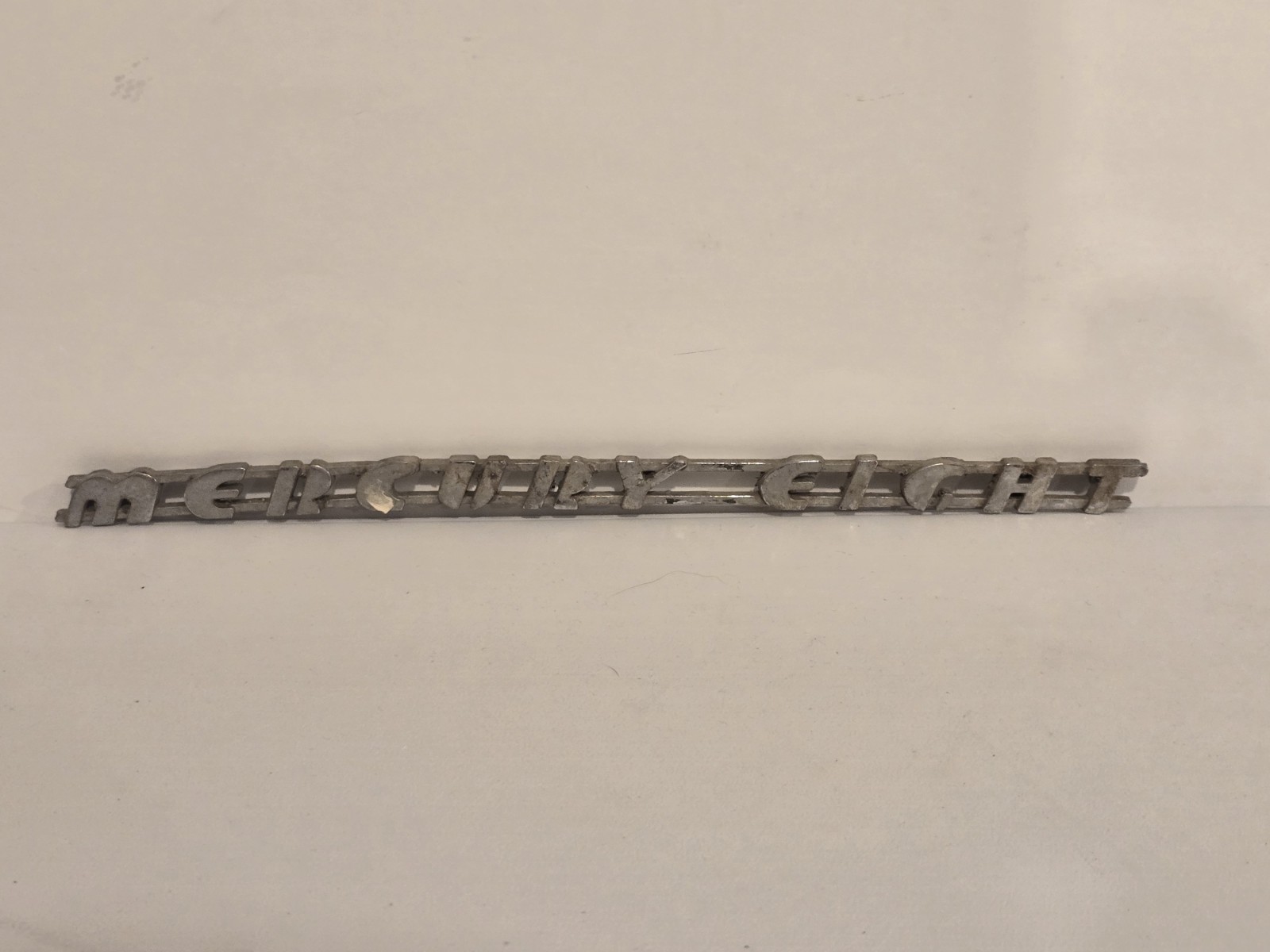 Vintage Mercury Eight 30s 40s Emblem Badge Trim Name Script Trim Metal Original